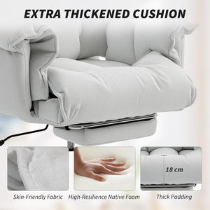 English Elm Homcom Reclining High Back Desk Chair Plush Foam Cushion Flannel Swivel Cream W2225P485649