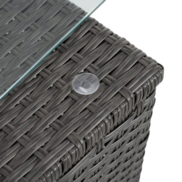 English Elm Patio 7-Piece Pe Wicker Furniture Set With Lounger Sofa, Cushions, And Glass Table For Outdoor Comfort W1703S00029-GIGA