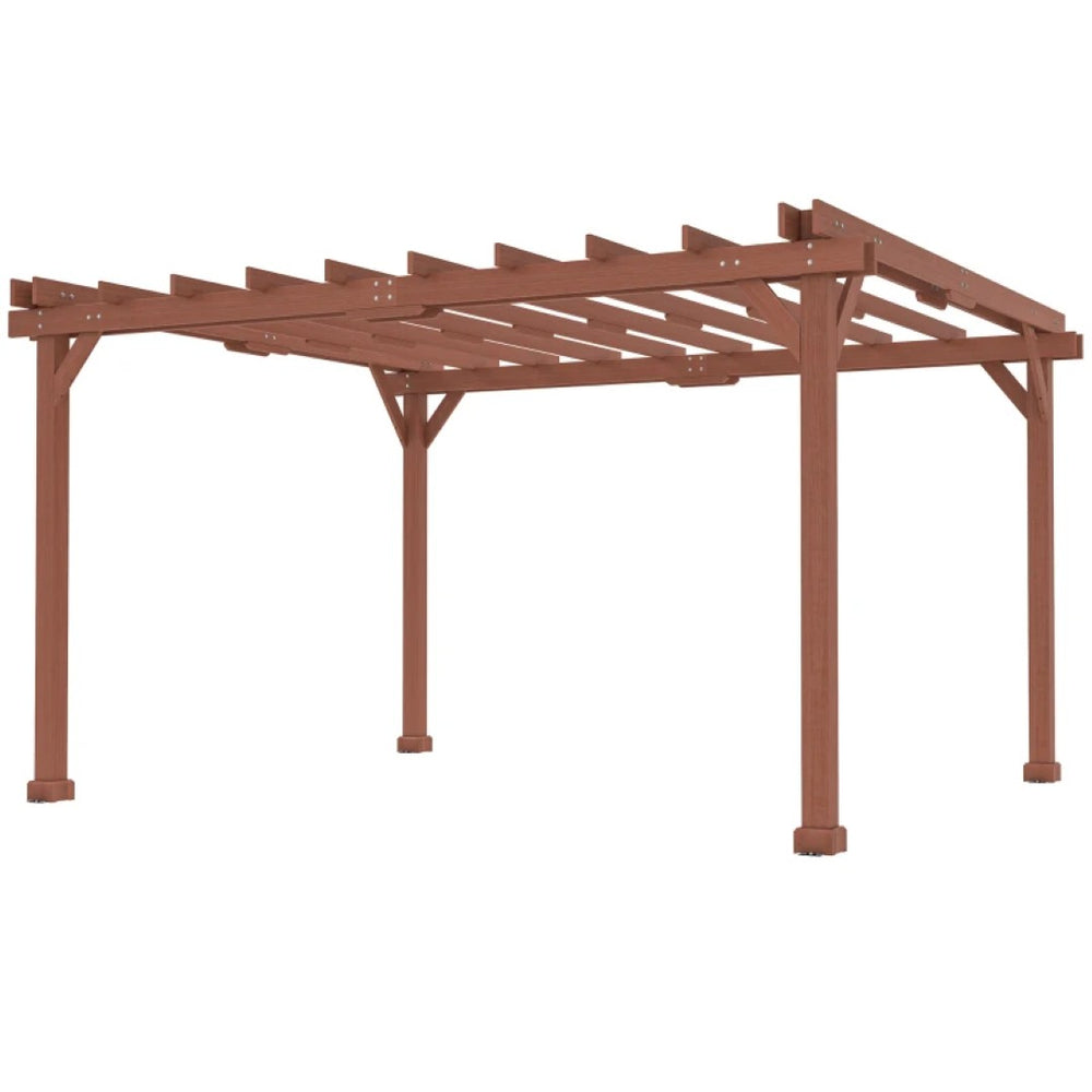 English Elm Garden Fir Wood Pergola with Open Lattice Roof for Backyard Patio Entertaining T3971S00176