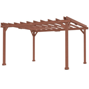 English Elm Garden Fir Wood Pergola with Open Lattice Roof for Backyard Patio Entertaining T3971S00176