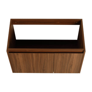 English Elm 30 Resin Sink Vanity with Soft-Close Doors, Floating Mount Design, Durable Scratch & Water-Resistant Finish Walnut W999P228750