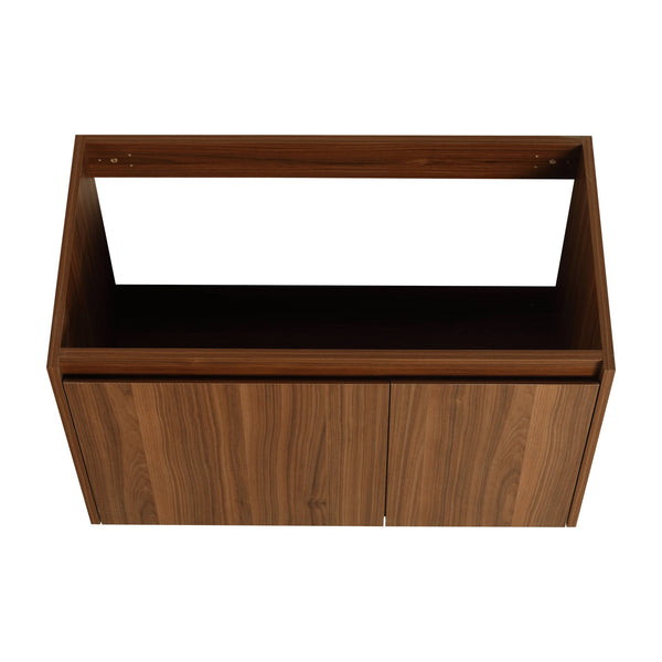 English Elm 30 Resin Sink Vanity with Soft-Close Doors, Floating Mount Design, Durable Scratch & Water-Resistant Finish Walnut W999P228750