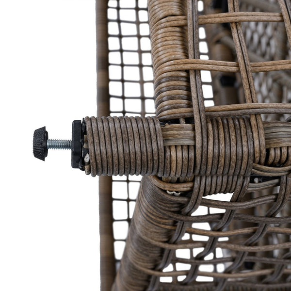 English Elm Trexm Outdoor Pe Rattan Chaise Lounge Iron Frame Poolside Chair with Adjustable Backrest Beige,Grey Brown TM000016AAN