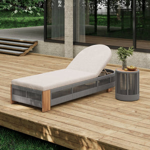 English Elm Christopher Knight Home® - Outdoor Rope Chaise Lounge Set with Adjustable Backrests, All-Weather Acacia Frame and Quick-Dry Cushions Grey,Teak N770S995G96B33G