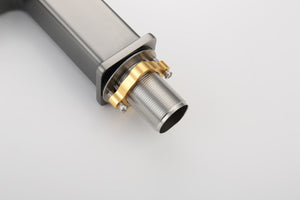 English Elm Gun Gray Single Hole Bathroom Faucet - Modern Sink Fixture With Easy Install & Two Hoses Included T3177P289655