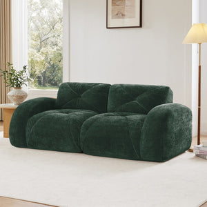 English Elm 2-seater Tufted Velvet Cloud Sofa Frameless High Density Foam Retro Luxe Living Room Green W714P387032