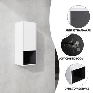 English Elm 12" Bathroom Side Cabinet - Modern Wall-Mounted Design With Soft-Close Doors For Stylish Storage W999P248645
