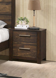 English Elm Rustic 1 Piece Nightstand Wooden Mahogany Finish Bedside Table 2-Drawers Classic Bedroom Furniture