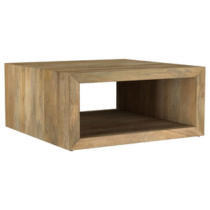 English Elm Mesa Solid Mango Wood Square Coffee Table with Open Shelf for Organic Living Rooms B062P440316