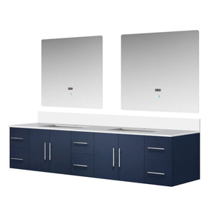 English Elm Navy Double Bath Vanity 84" W x 22" D with Cultured Marble Top, Soft-Close Drawers, LED Mirrors B2731S00890