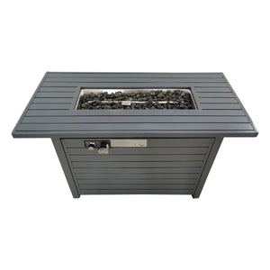 English Elm Outdoor 42" Fire Pit Table with Lid, 50,000 BTU Steel Patio Heater, Lava Rocks & Cover Included B120P365419