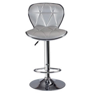 English Elm Adjustable Silver Barstool Set of 2 with Swivel, Triangle Tufted Faux Leather, Chrome Base, Height Adjustable B089P390146