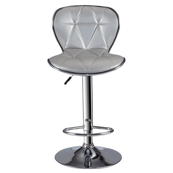 English Elm Adjustable Silver Barstool Set of 2 with Swivel, Triangle Tufted Faux Leather, Chrome Base, Height Adjustable B089P390146