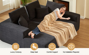 English Elm Modular Sectional Sofa With Chaise - Luxurious Cloud Couch For Living Room, Office & Bedroom Use W3434S00001