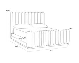 Sunpan Hylan Elegant Platform Bed with Channel Tufted Headboard & Polished Stainless Steel Frame Queen