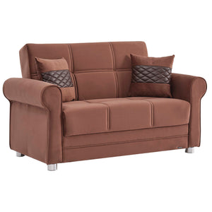English Elm PrimeNest Liora Collection Upholstered Convertible Loveseat with Storage, Microfiber Sleeper, Compact Comfort and Durable Craftsmanship Reddish Brown B030P281714