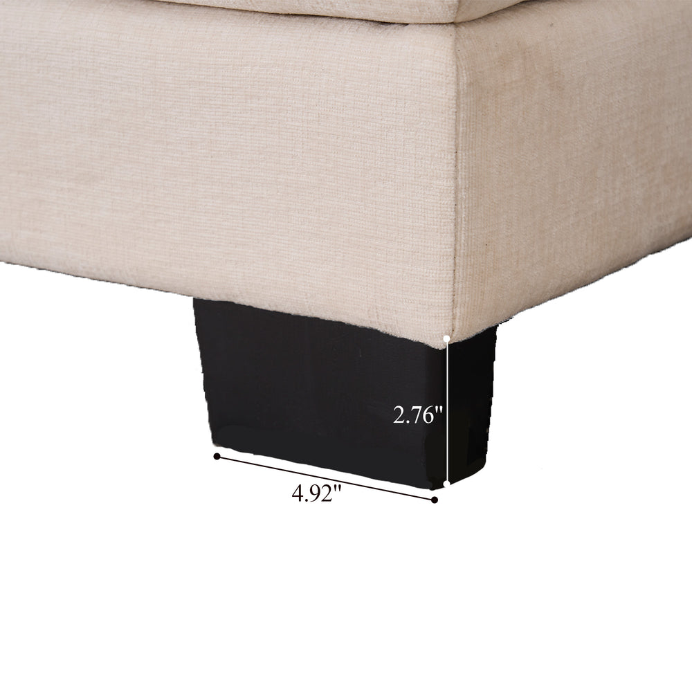 English Elm Modern U-shaped sofa with console, cupholders & USB ports — 6-seat sleeper with double chaise, chenille comfort W3401S00001