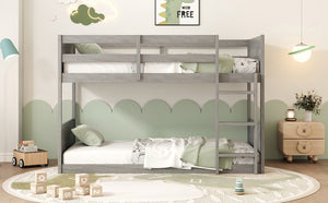 English Elm Twin Over Rubberwood Bunk Bed Convertible with Storage Drawers and Safety Rails Antique White W504S00285
