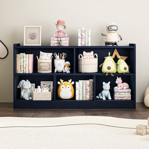 English Elm Wooden Five Cube Open Organizer Low Profile Montessori Bookshelf for Playroom or Nursery Navy Blue T3210P476849