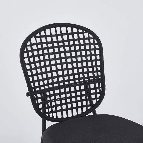 English Elm BLACK sennit chair set of 4 - Powder-Coated Stainless Steel Dining & Coffee Chairs, Elegant Comfort W234P196521