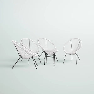 English Elm Outdoor 5-Piece Papasan-Style Lounge Set For 4 - Weather-Resistant, Modern Design For Patios B120S00219