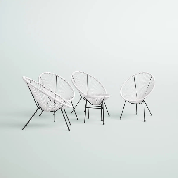 English Elm Outdoor 5-Piece Papasan-Style Lounge Set For 4 - Weather-Resistant, Modern Design For Patios B120S00219