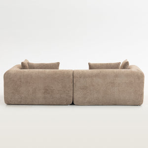 English Elm Full-foam Bouclé Modular Sectional Sofa Two Piece Cloud Silhouette Living Room Seating Brown W3326P443475