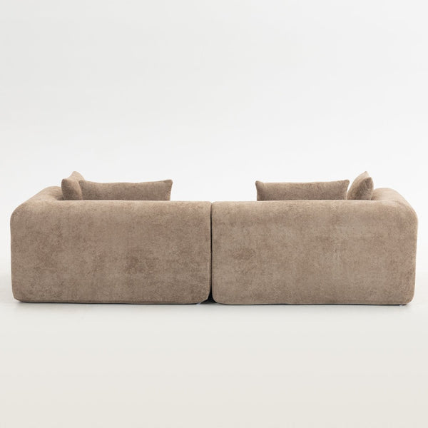 English Elm Full-foam Bouclé Modular Sectional Sofa Two Piece Cloud Silhouette Living Room Seating Brown W3326P443475