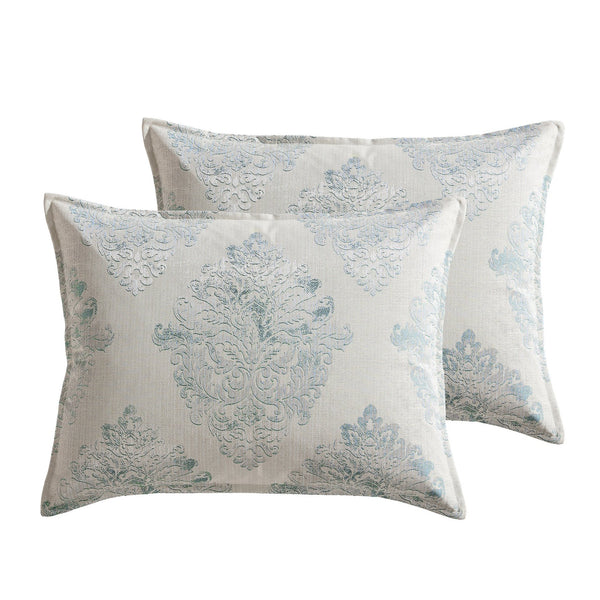 English Elm Marana Textured Medallion 9-PC Queen Comforter Set Teal Blue - Woven Jacquard Oversized, Washable B340P341919