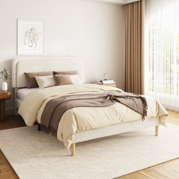 English Elm Full Size Velvet Tufted Platform Bed Adjustable Headboard Steel Slat Base Easy Assembly Beige W5239P502749