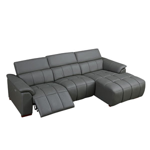 English Elm Wall-Hugger Reclining Sofa - Modern Electric Leather L-Shaped Couch With Usb, Headrest & Footrest W2582S00176-GIGA