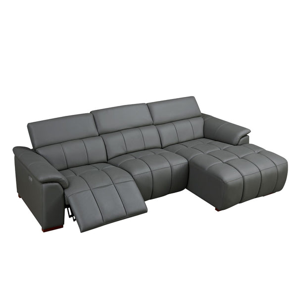 English Elm Wall-Hugger Reclining Sofa - Modern Electric Leather L-Shaped Couch With Usb, Headrest & Footrest W2582S00176-GIGA