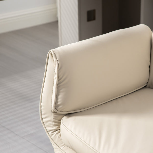 English Elm Criss Cross Wide Seat Pu Leather Swivel Task Chair with Removable Headrest Beige W3118P404121