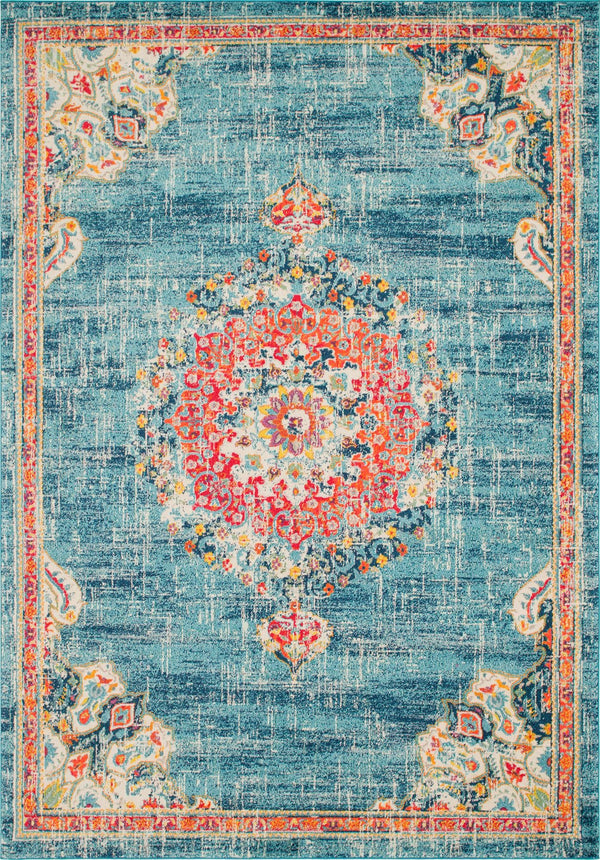 Unique Loom Penrose Alexis Machine Made Medallion Rug Blue, Gray/Ivory/Navy Blue/Orange/Red/Pink 9' 10" x 13' 11"