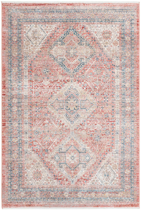 Unique Loom Noble Elizabeth Machine Made Medallion Rug Rose Rust, Beige/Ivory/Gray/Navy Blue/Puce 5' 1" x 7' 10"
