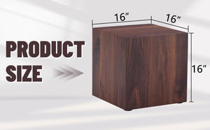 English Elm 16*16*16 Inch Walnut Grain Mdf Cube Side Table Ready to Use Living Room Accent W1151P231617
