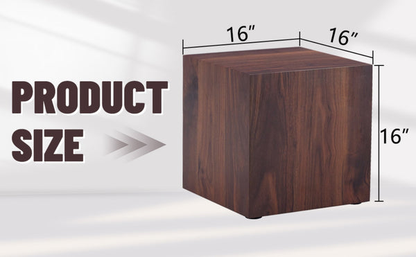 English Elm 16*16*16 Inch Walnut Grain Mdf Cube Side Table Ready to Use Living Room Accent W1151P231617