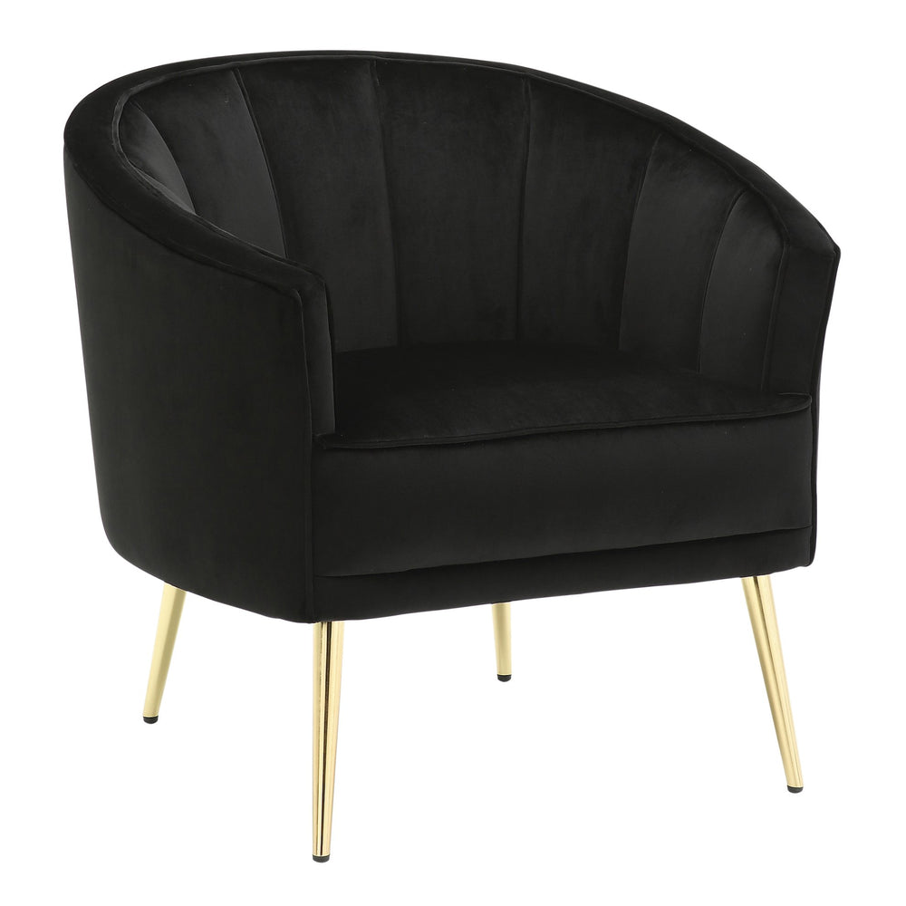 English Elm Tania Tufted Velvet Accent Chair with Gold Metal Legs — Contemporary Glam Seating, Cushioned Comfort Black B202P223875