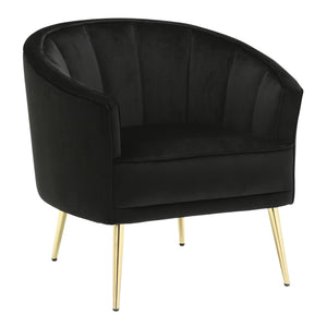English Elm Tania Tufted Velvet Accent Chair with Gold Metal Legs — Contemporary Glam Seating, Cushioned Comfort Black B202P223875