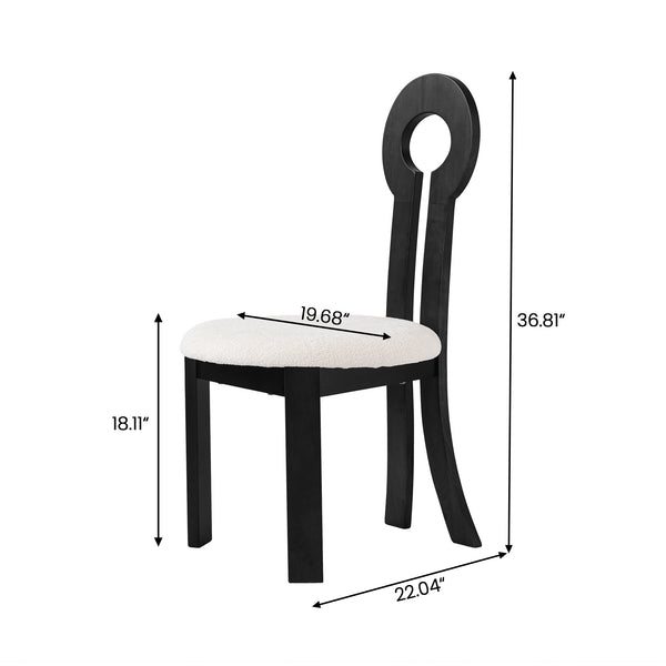 English Elm Vintage Rubber Solid Wood Dining Chair Set of 2 — Plush Berber Fleece Upholstery, Water & Stain Resistant, 280 lb Capacity Black,White W1535P281504