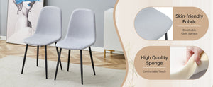 English Elm Table and Chair Set Round Tempered Glass Top with X Base and Four Pu Leather Seats Black,Light Gray W1151S04379