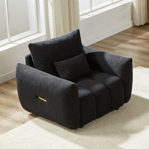 English Elm MH36.8''Teddy Modern lounge chair sofa with plush teddy upholstery, supportive wooden arms, 250lb capacity Black W1193P314001