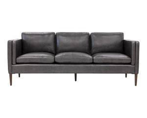 Sunpan Richmond Modern Sofa in Cortina Black Leather – Stylish Comfort with Solid Wood Legs & Unique Design