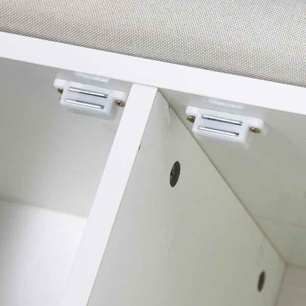 English Elm 28.74"Shoe Storage Bench with Cushion, 2-Door Louver Cabinet, Adjustable Shelves, Breathable Seat W2948P244736