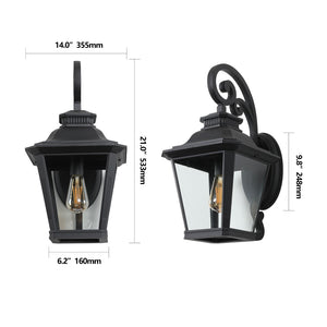 English Elm 14" Vintage Farmhouse Outdoor Wall Sconces 2 Pack Matte Black Aluminum Clear Glass W2312P415973