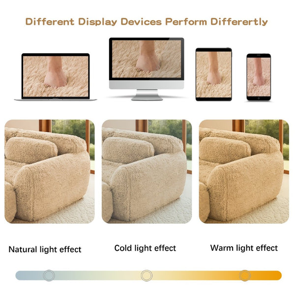 English Elm 114''soft Plush Modular Sectional Sofa with Cloud Cushions for Living Room Theater Light Khaki W714S01567