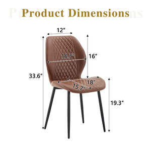 English Elm 4-piece Diamond Quilted Upholstered Dining Chair Set with Sleek Black Metal Legs Brown+Black W1151P458008