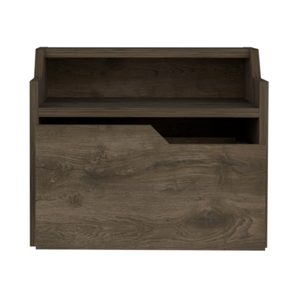 English Elm Winchester Floating Nightstand with Dual-Tier Surface, Spacious Drawer, Wall-Mount Modern Storage Dark Brown 18 L x 17 W x 5 H B097P199740