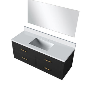 English Elm Black Single Bath Vanity Set With Cultured Marble Top & Frameless Mirror - Modern Elegance For Your Bathroom B2731S01448
