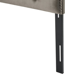 English Elm Tufted Queen Headboard with Nailhead Trim Solid Wood Frame and Adjustable Metal Legs Grey 57877.00NVLTGRY